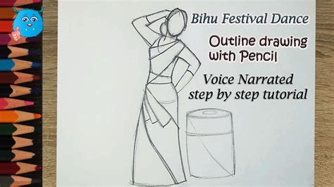 pencil bihu drawing|Learn to draw figure outline with pencil .